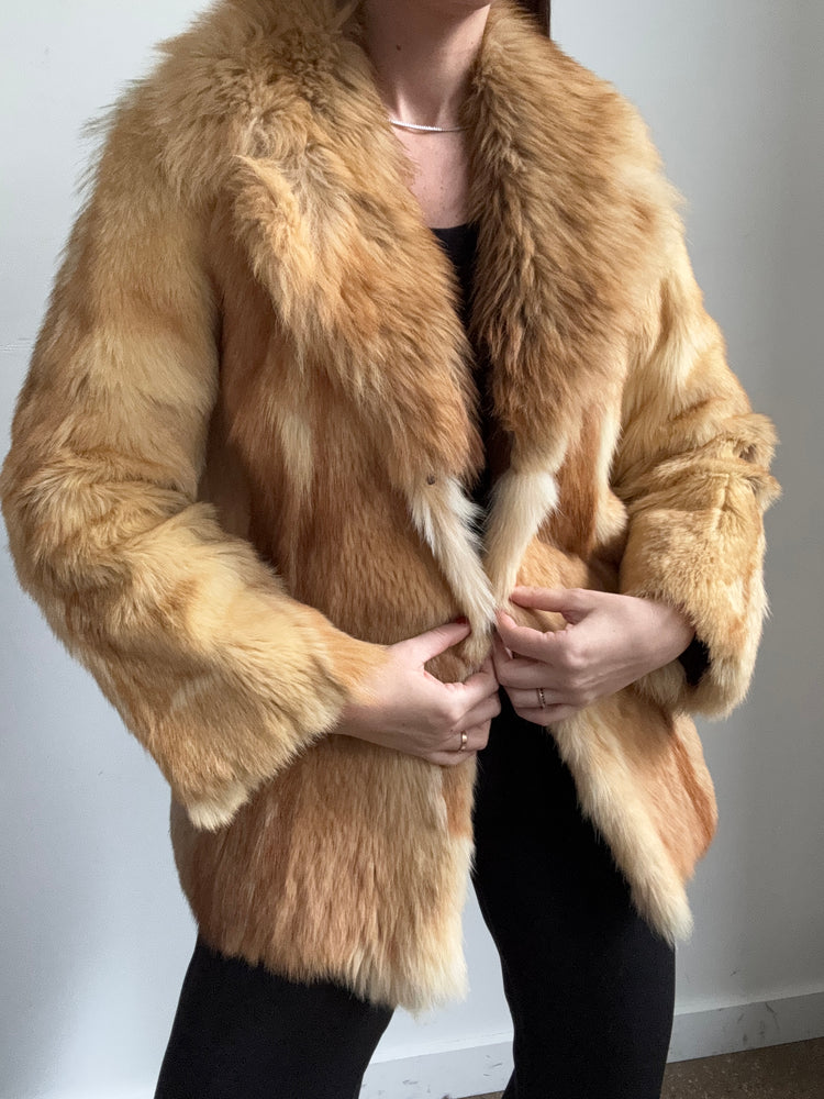 Vintage Fox Fur in Red Size Small