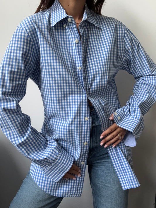 Vintage Blue + White Gingham Button-Down Size Medium