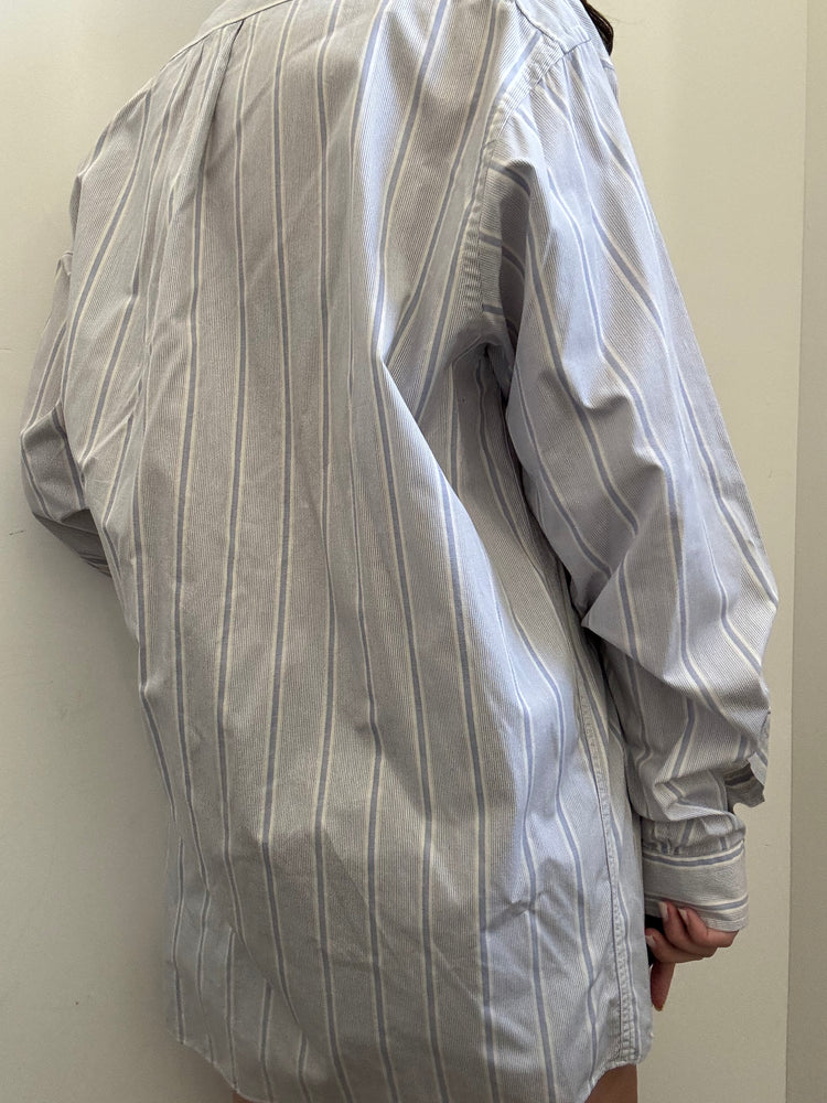 Vintage Burberry Light Blue Striped Button Down Size XL