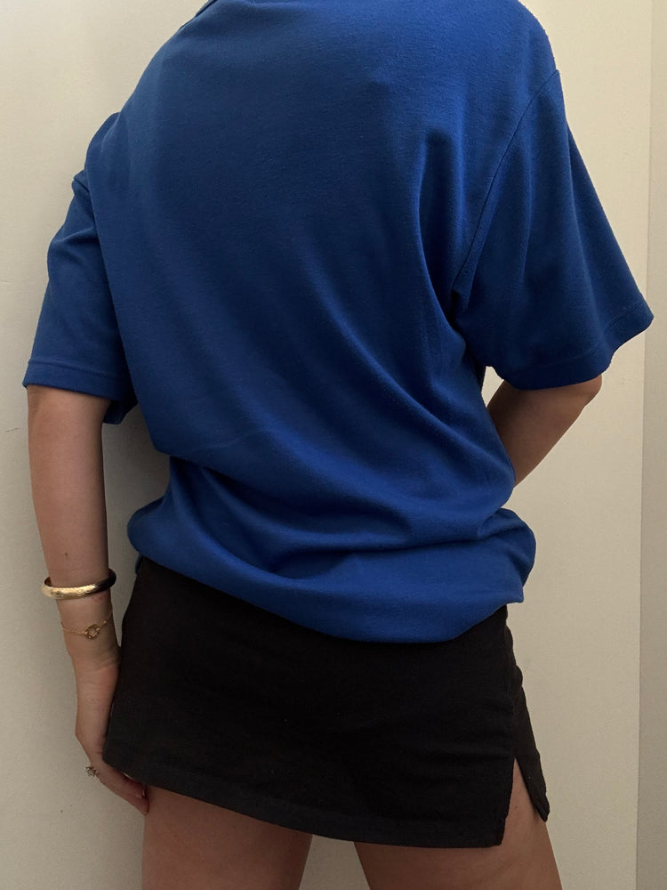 Vintage Silver Embellished Blue Shirt Size Medium