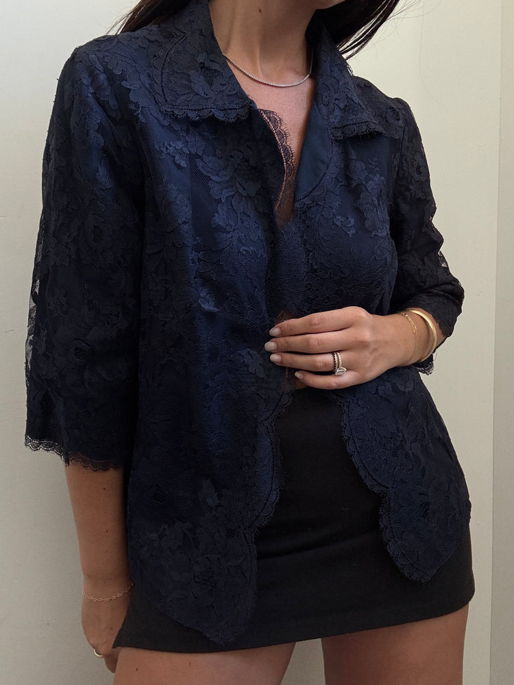 Vintage Bergdorf Goodman Lace 3/4 Jacket Size M