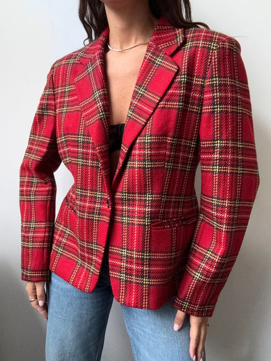 Vintage Wool Plaid Blazer Size Medium