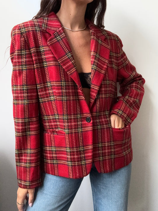 Vintage Wool Plaid Blazer Size Medium