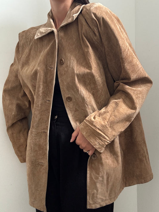 Vintage Brown Suede Collared Jacket Size XL