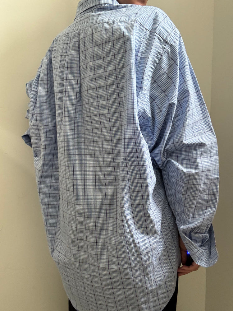 Vintage RL Blue Cotton Plaid Button-Up Size XL