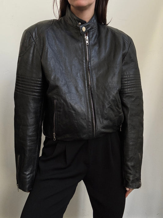 Vintage Italian Black Racing Jacket Size Small