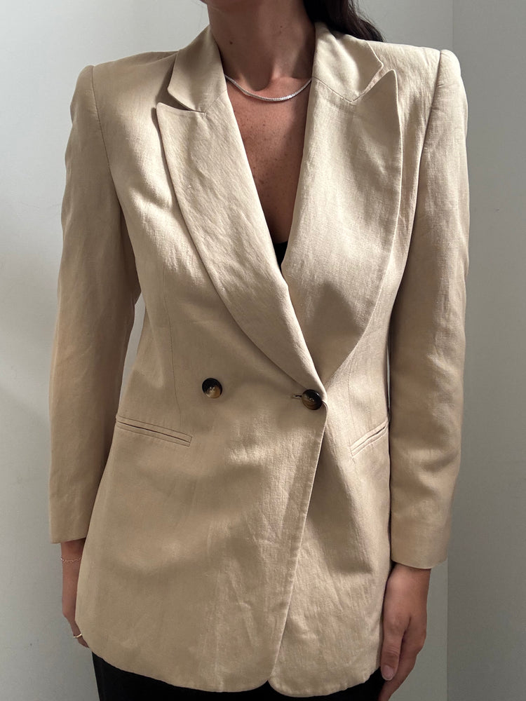 Vintage Beige Flax Blazer Size Small