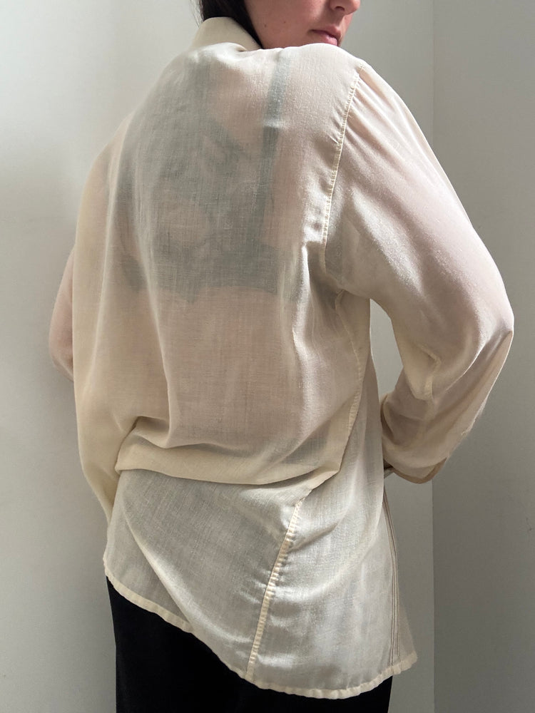Vintage Jean Philippe Sheer Beige Button Down Size Medium