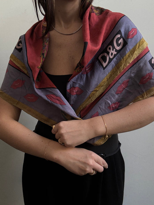 Vintage Dolce & Gabanna Colorful Silk Scarf