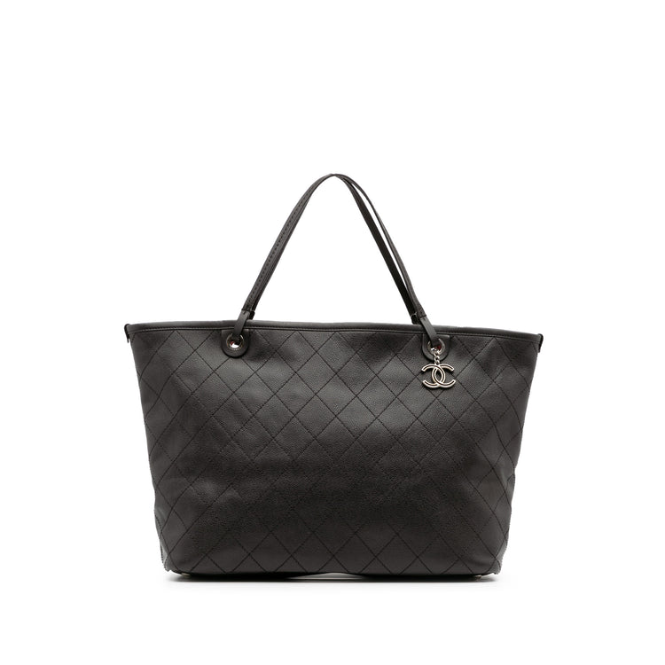 2014XL Chanel Quilted Caviar Shopping Tote