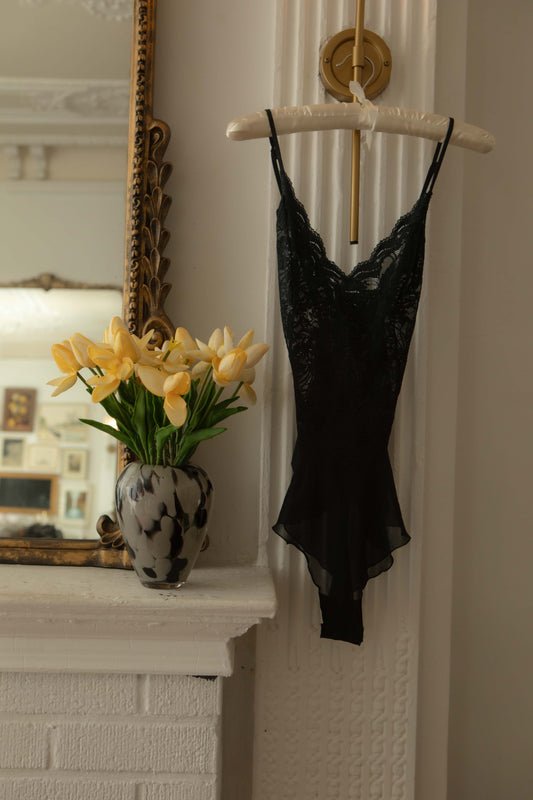 Vintage Victoria's Secret Black Lace Bodysuit Size XS