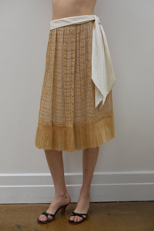 Vintage Gold Crochet Skirt Size 4