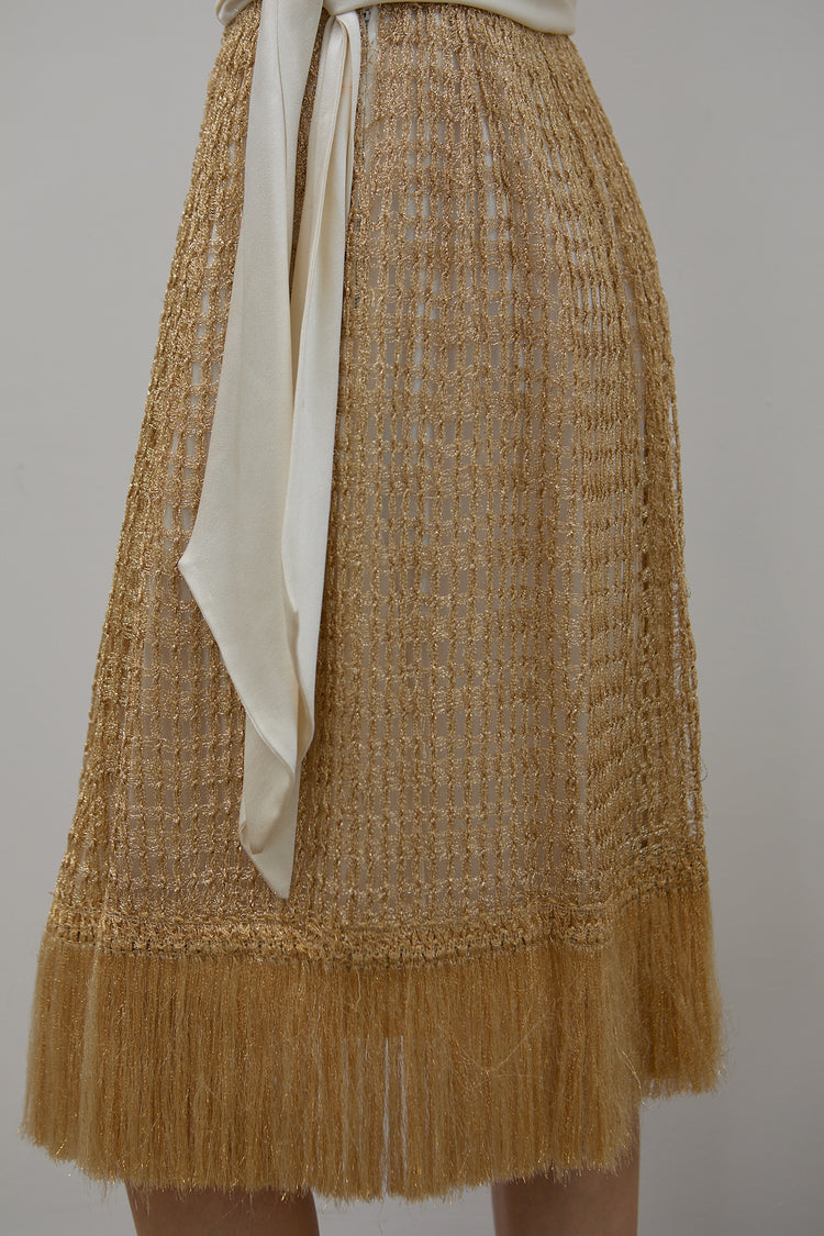 Vintage Gold Crochet Skirt Size 4