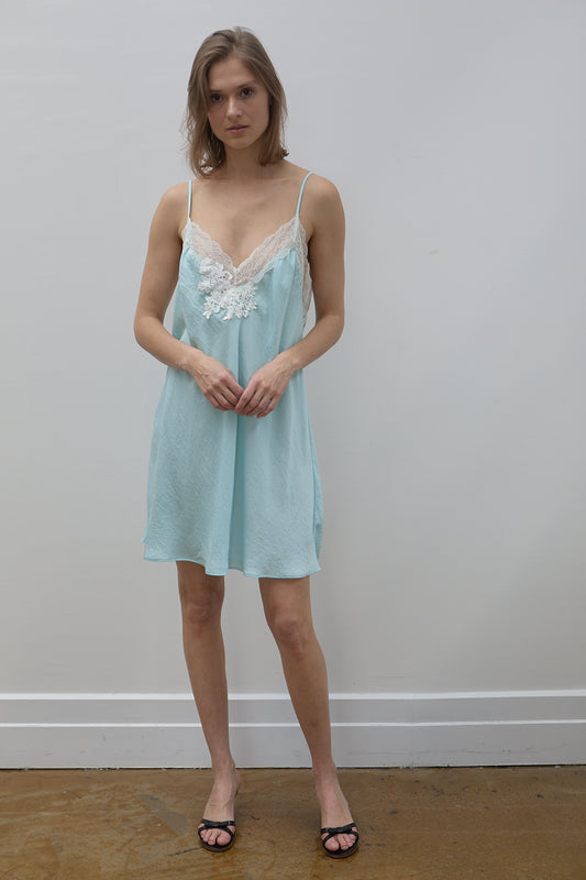 Vintage Blue Lace Slip Dress Size L