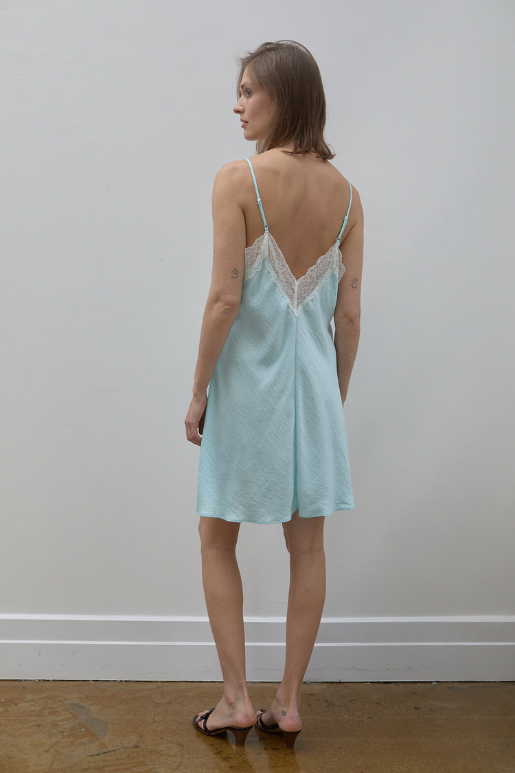 Vintage Blue Lace Slip Dress Size L