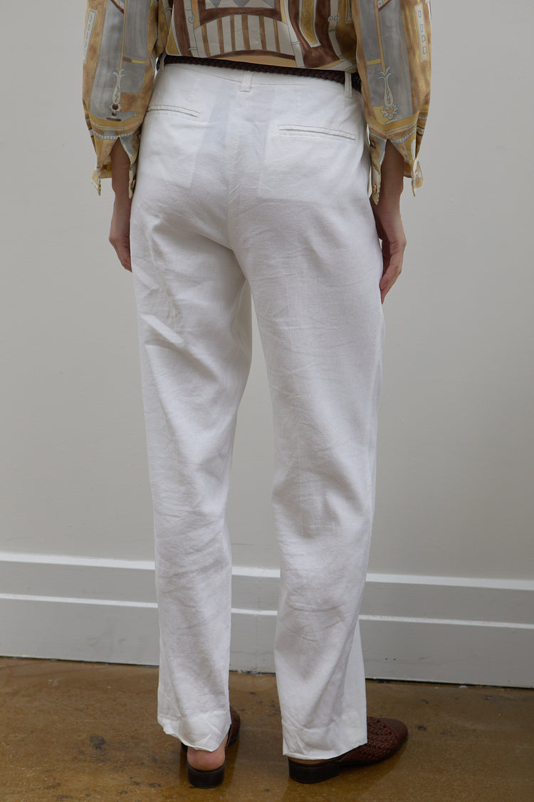 Vintage White Linen Trouser Size 8