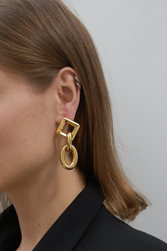 Vintage Gold Tone Dangle Shape Earrings
