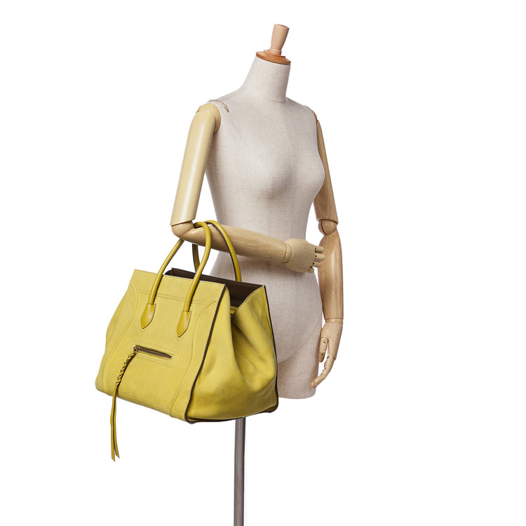 Vintage Yellow Celine Medium Leather Phantom Tote