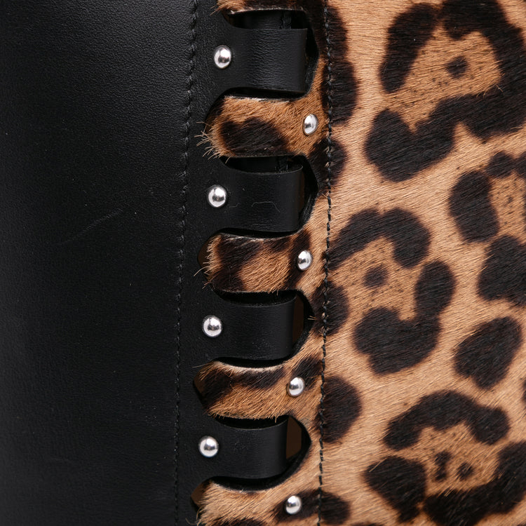 Vintage ALAIA Pony Hair and Leather Leopard Printed Tote