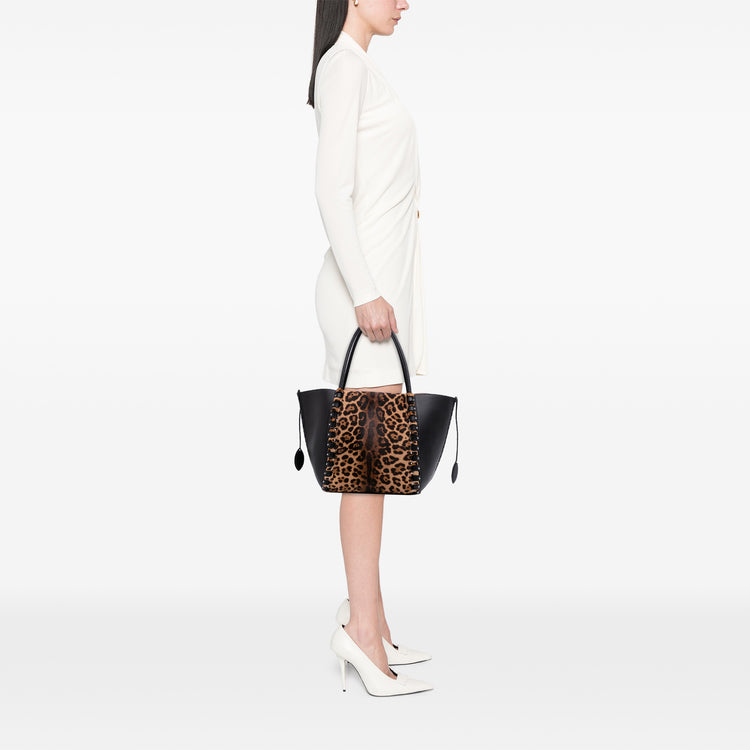 Vintage ALAIA Pony Hair and Leather Leopard Printed Tote