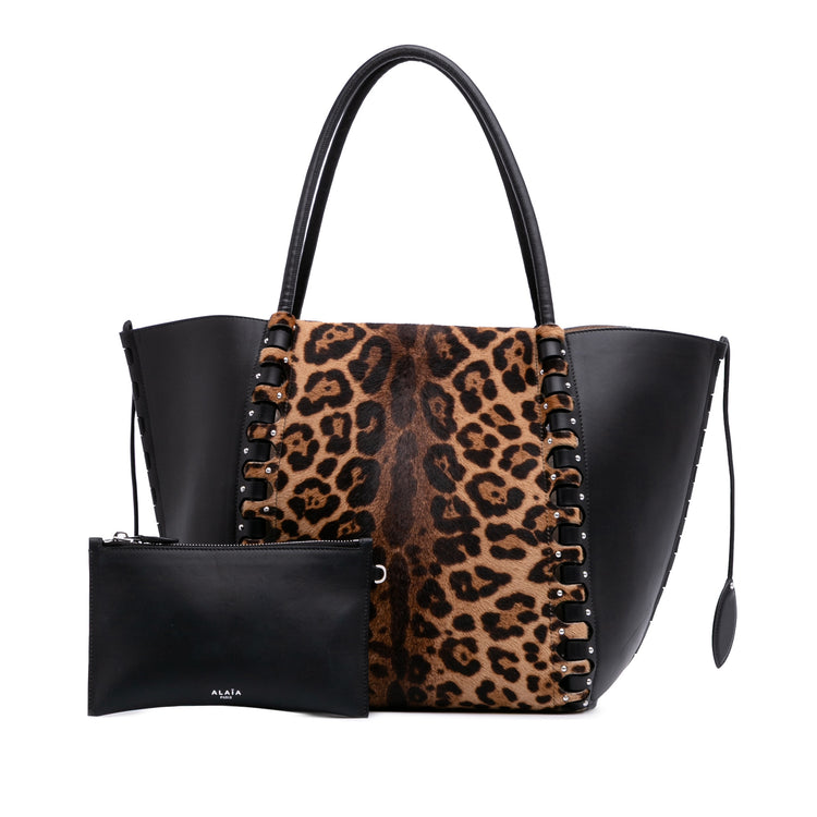 Vintage ALAIA Pony Hair and Leather Leopard Printed Tote