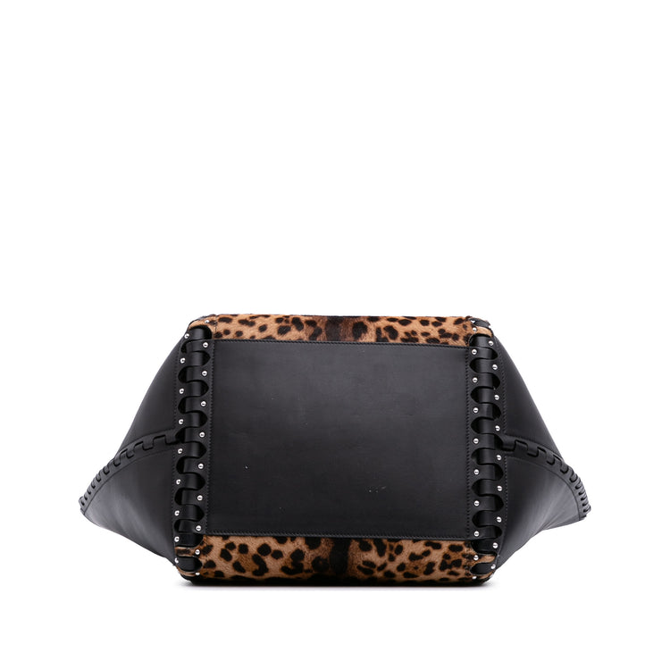 Vintage ALAIA Pony Hair and Leather Leopard Printed Tote