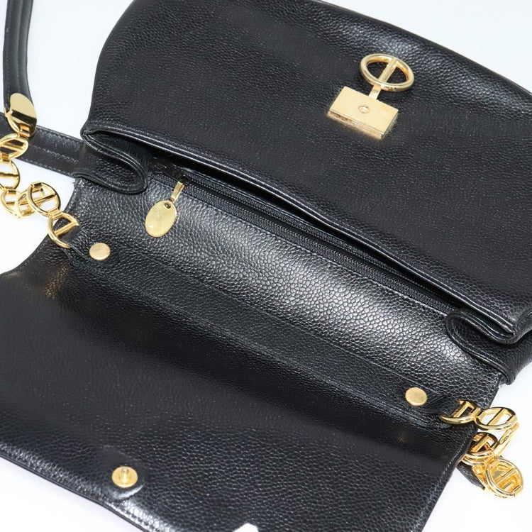 Vintage Christian Dior Black and Gold Leather Crossbody