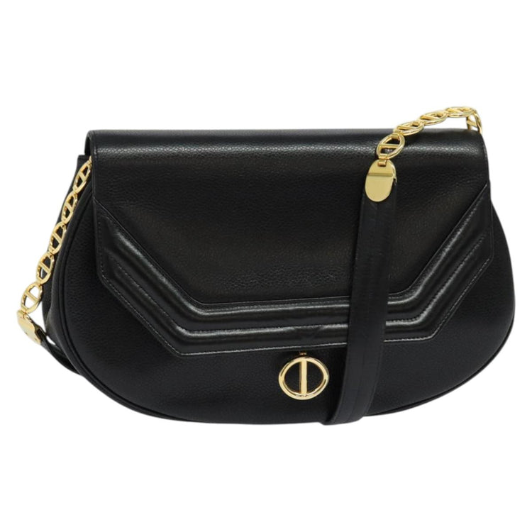 Vintage Christian Dior Black and Gold Leather Crossbody