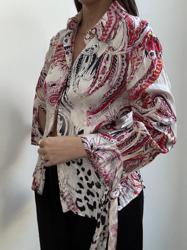 Vintage Just Cavalli Multicolor Printed Blouse Size Small