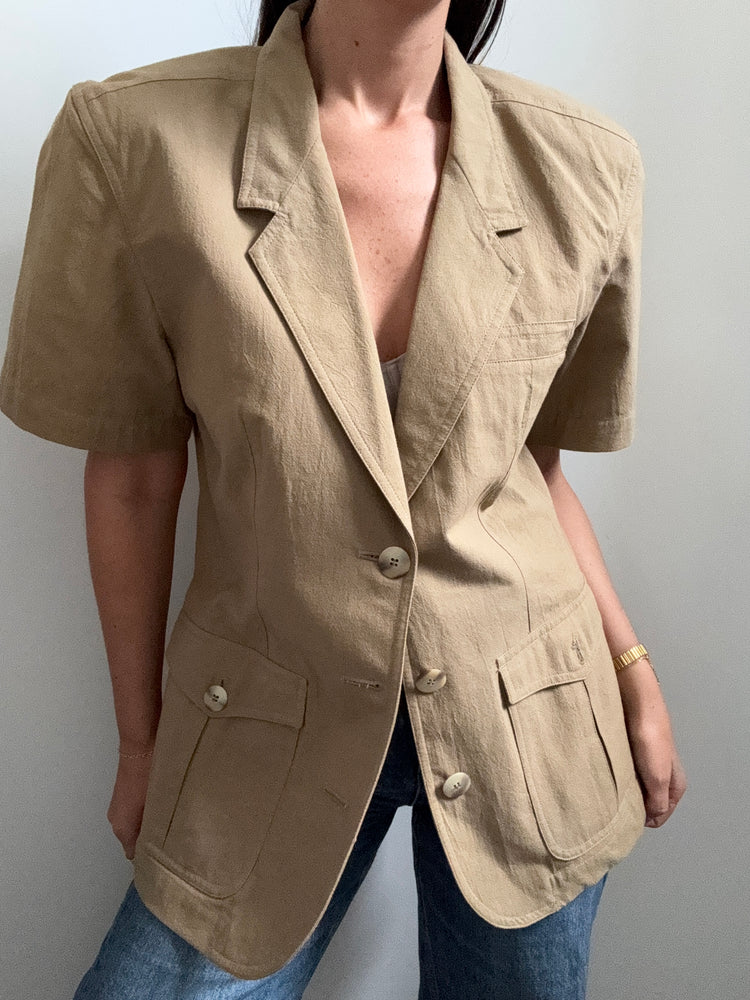 Vintage Camel Short-Sleeve Blazer Size Medium