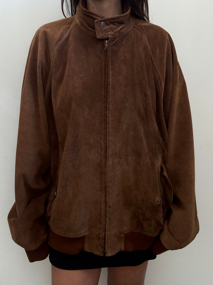 Vintage Ralph Lauren Suede Bomber Jacket Size Large