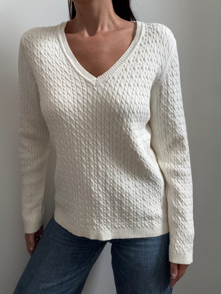 Vintage Ivory Cable Knit Sweater Size Small