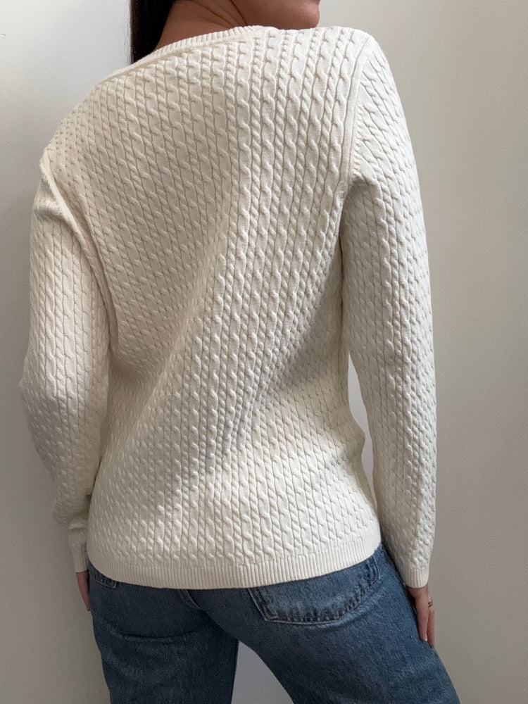 Vintage Ivory Cable Knit Sweater Size Small