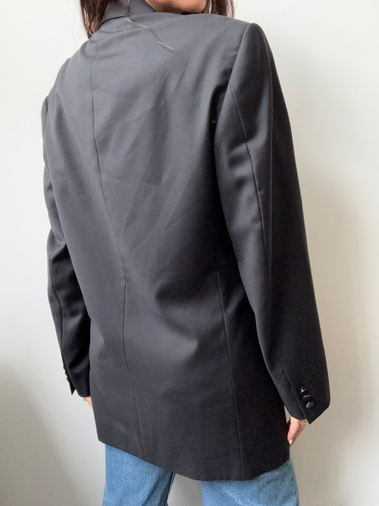Vintage Wool Black Tuxedo Blazer Size Medium