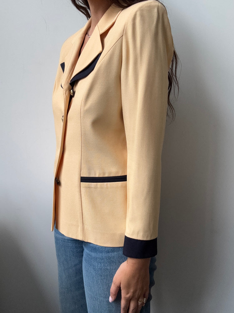 Vintage Beige + Black Blazer Size Small