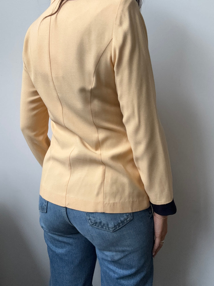 Vintage Beige + Black Blazer Size Small