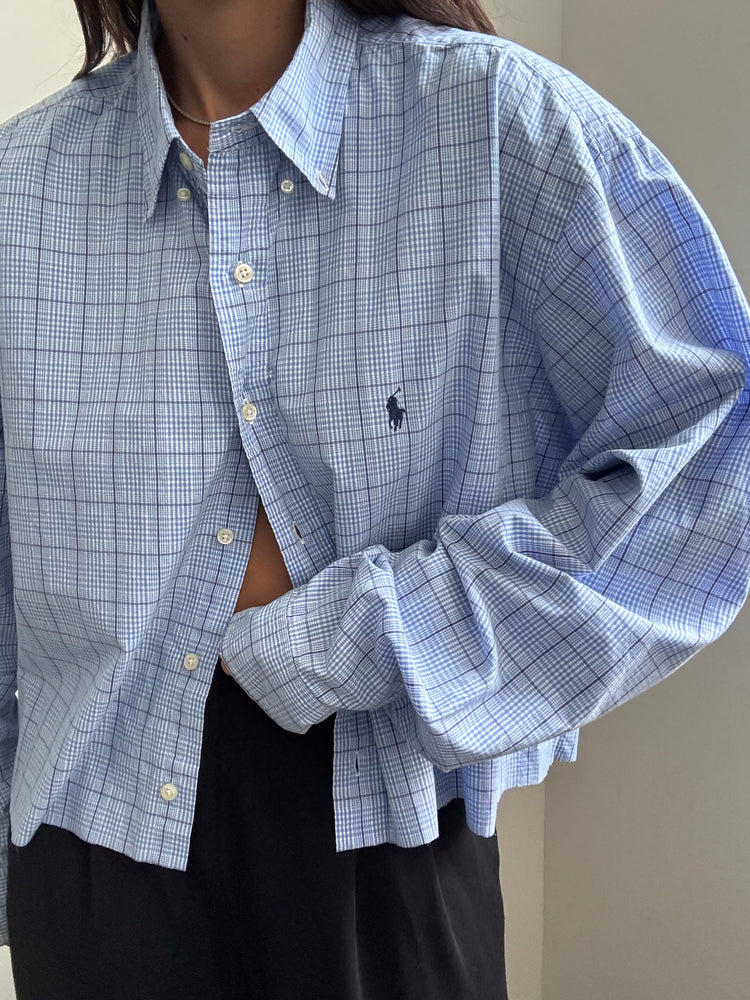 Vintage Ralph Lauren Blue Plaid Button Down Size XL
