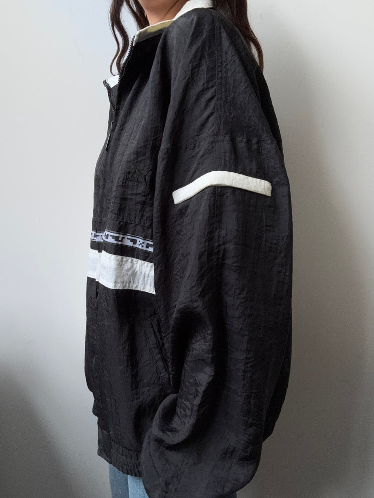Vintage Puma Black + White Windbreaker Jacket Size Large