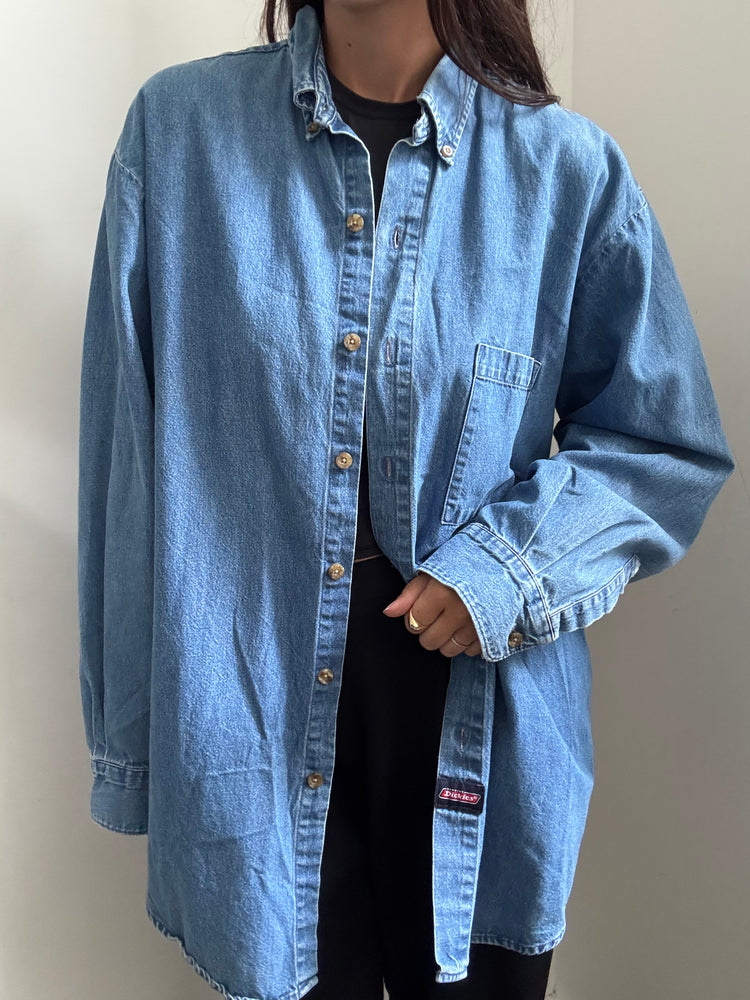 Vintage Dickies Denim Button-Down Size Large