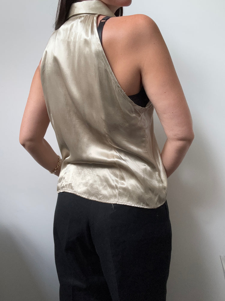 Vintage Champagne Button-Up Tank Size Medium