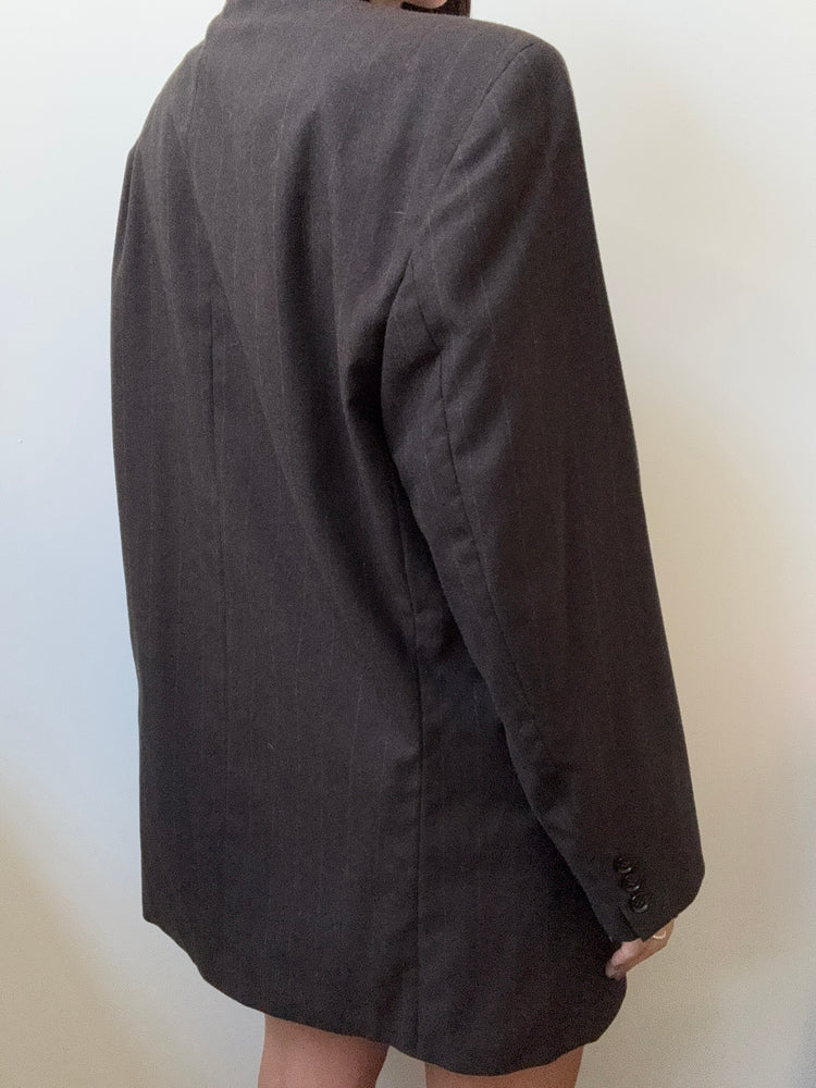 Vintage Wool Brown Striped Blazer Size Large
