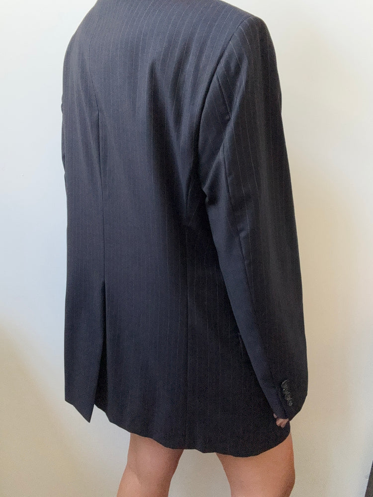 Vintage Navy Striped Structured Blazer Size Large