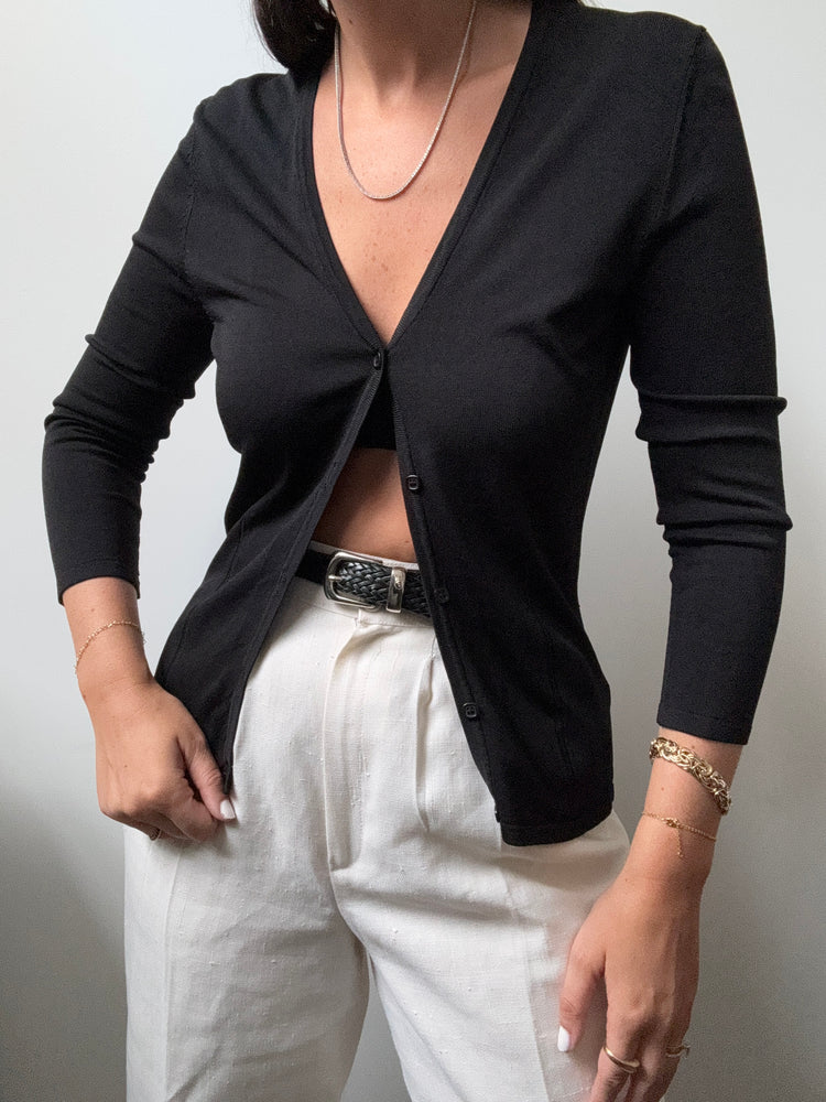 Vintage Black Button-Up Cardigan Size XS