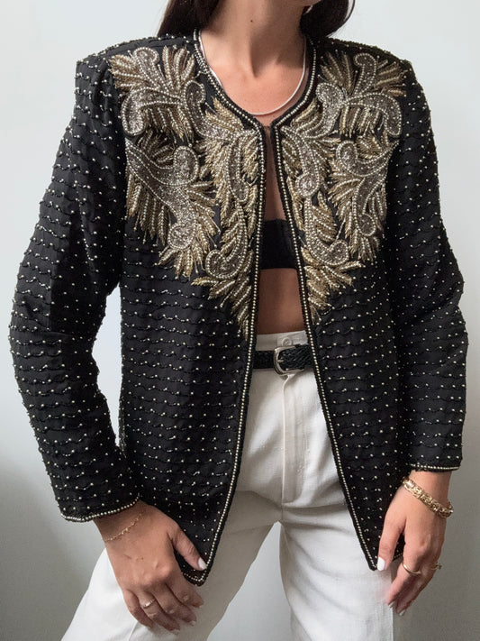 Vintage Ornate Beaded Evening Jacket Size Small