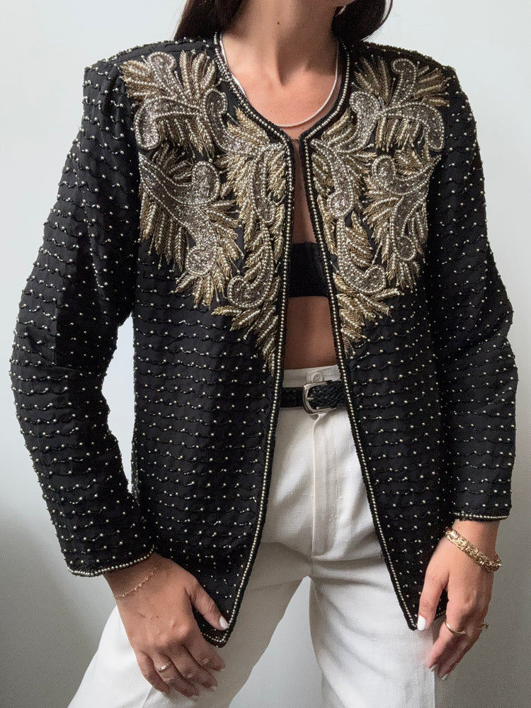 Vintage Ornate Beaded Evening Jacket Size Small