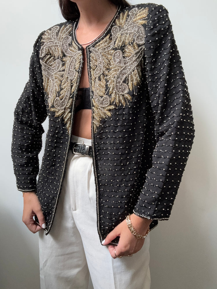 Vintage Ornate Beaded Evening Jacket Size Small