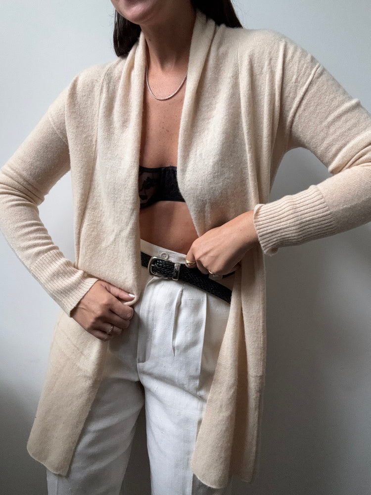 Vintage Beige Cashmere Cardigan Size XS