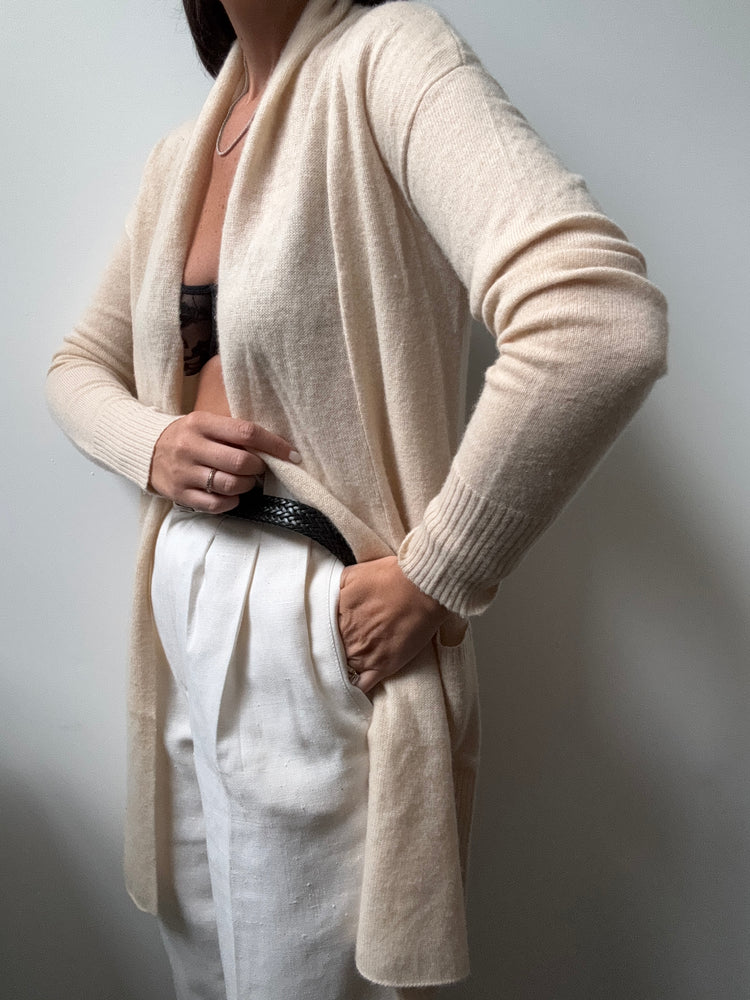 Vintage Beige Cashmere Cardigan Size XS