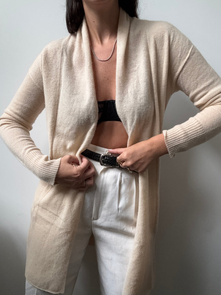 Vintage Beige Cashmere Cardigan Size XS