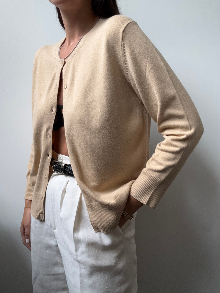 Vintage Tan Button-Up Cardigan Size Medium